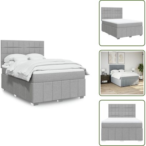 Sommier à lattes de lit avec matelas Gris clair 160x200cm Tissu - Sommier À Lattes De Lit - Sommiers À Lattes De Lit - Lit - Meuble De Chambre À Coucher (1/5)