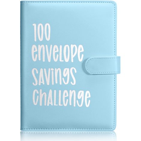 Pochette d'épargne 100 enveloppes - Planificateur de budget - Méthode d'épargne ludique - Défi épargne à la maison - Gestion financière - Famille et étudiants - Outil financier - Bleu - A6 - 1 pièce (1/5)