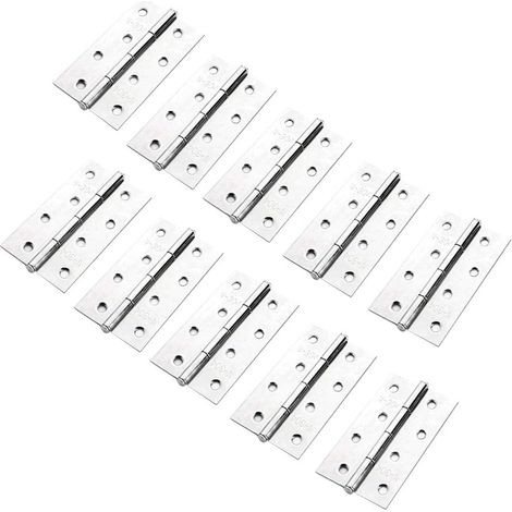 Confezione da 10 cerniere per porte in acciaio inox per mobili, lunghe 88 mm. (1/5)