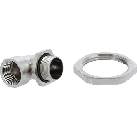 STEX24 Winkelverschraubung mit Gegenmutter M25x1,5 Zink-Druckguss vernickelt Gewindelänge 16,5mm - 1 Stück