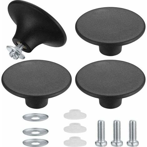 4 Pièces Boutons de Couvercle de Casserole, Boutons de Couvercle de Pot, Poignée Casserole Universelle de Cuisine en Acier Inoxydable Résistant - Noir (1/5)
