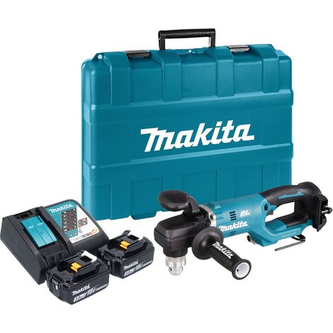 Makita DDA 450 RFK trapano angolare a batteria 18 V 70 Nm brushless + 2x batteria ricaricabile 3,0 Ah + caricabatterie + valigetta