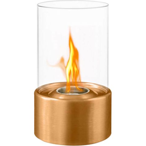 Dmora - Bioethanol-Kamin Dschroffenegge, Ökologischer Kamin, Rauchfreies Feuer, Made in Italy, 16x16 h28 cm, Bronze und Transparent