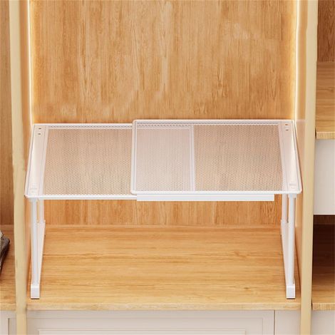 Etagère Réglable Pour Armoire - En Acier Carbone - Rétractable Et Empilable - Pour Cuisine Salle De Bain Placard - Blanc - 38 À 65 X 35 X 30 Cm (1/5)