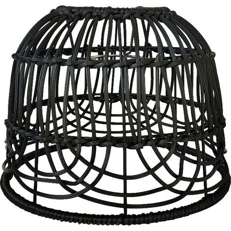 Abat-Jour Creative Scandi Lampe Naturelle Décoration Droplight Tissé Abat-Jour E26 Abat-Jour en Osier Pendentif Lumière Couverture pour Teahouse, Noir (1/5)
