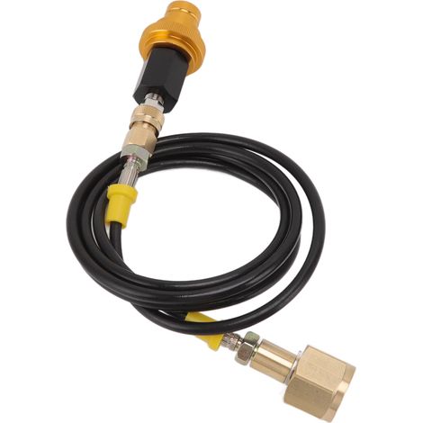 Kit de tuyau adaptateur pour machine à soda 1,5 m, tuyau adaptateur noir avec adaptateur rapide doré et adaptateur de remplissage de bouteille de CO2 W21.8 14