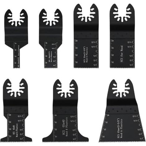 Lot de 7 lames scie oscillantes en titane - Accessoire universel pour métal, bois, plâtre, cloison sèche et PVC (1/5)