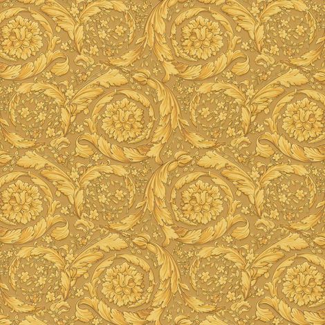 Papier peint baroque intissé or Tapisserie motif or de designer italien Papiers peints élégant pour salon et chambre adulte (1/4)