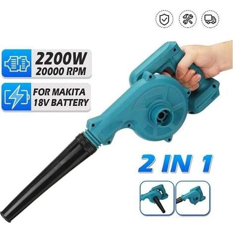 Souffleur à feuilles sans fil 2200 W – Débit d'air 3,6 m/min – Compatible batterie Makita 18 V – Fonction soufflage et aspiration (1/5)