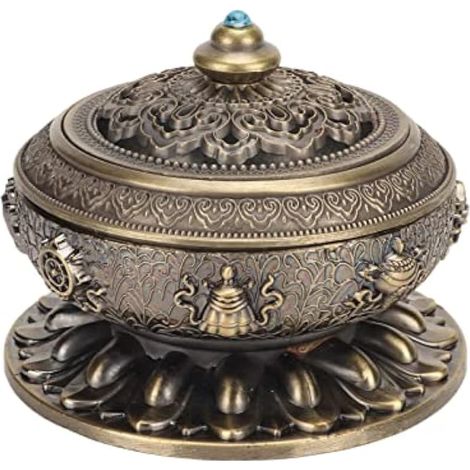 Brûle-encens en alliage de bronze, brûle-encens à charbon, porte-encens pour maison, bureau, yoga et salon de thé (1/5)
