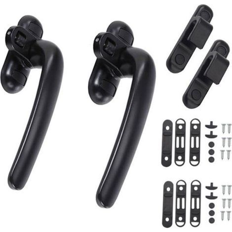 Poignée de fenêtre noire - Bouton de commande de fenêtre en alliage d'aluminium - Poignée de porte coulissante en PVC -
