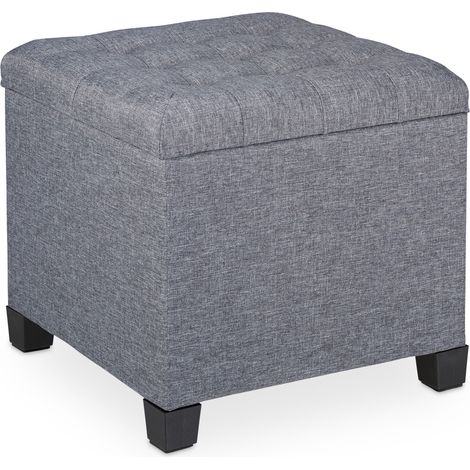 Taburete de almacenaje de diseño contemporáneo salón 40 x 40 x 40 cm asiento cómodo de tela gris 130010871 (1/5)