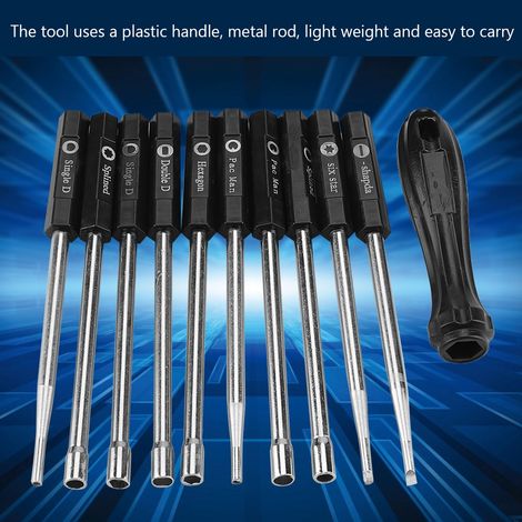Kit de réglage de carburateur 10 pièces, tournevis, outil de réglage cannelé type Pacman Double D (1/5)