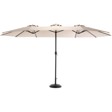Grand parasol d'extérieur rectangulaire double face de 14,8 pieds avec manivelle – Kaki (sans pied) (1/5)