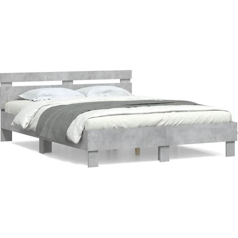 Maison Exclusive - Bettgestell mit Kopfteil Betongrau 150x200 cm (1/5)