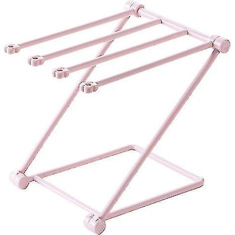 Klappbarer Handtuchhalter, freistehender Handtuchständer, Handtuchtrockenständer, Küchenhandtuchhalter (2er-Set) – rosa