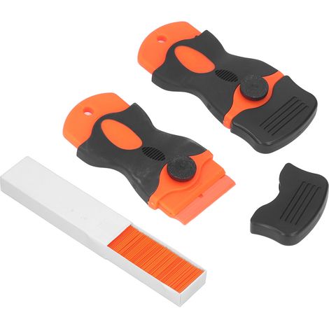 Set bestehend aus Kunststoffschabern mit Einzelklinge, Klebstoff- und Dichtstoffentfernermesser, Haushaltsreinigungswerkzeug, inklusive Ersatzklingen (1/5)