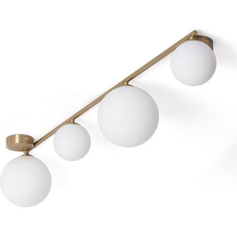Deckenleuchte aus Metall und Glas Moonlight Brass 4 Spots Weiß (1/5)