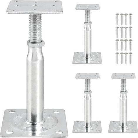 4pcs Supports de Poteau Réglables en Hauteur 150mm-200mm Support Poteau Bois Galvanisés Trou de Poteaux de Support Réglable Pied de Supports de Sol en Béton pour Clôture Carport Pergola Abri (1/5)