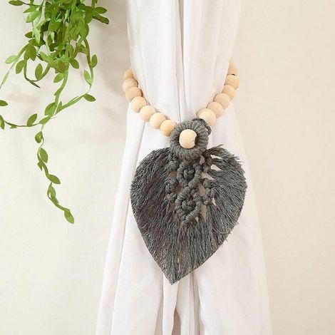Lot de 2 nœuds de rideaux tissés à la main - Nœuds de rideaux bohèmes - Cordons de rideaux décoratifs en coton tissés à la main - Accessoires de rideaux décoratifs pour la chambre (1/5)
