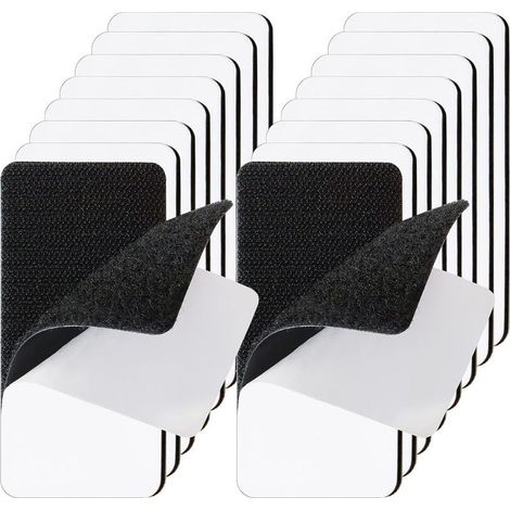 Lot de 16 bandes adhésives de 5 x 10 cm avec bande auto agrippante très résistante pour tapis, support résistant, ruban d'installation de fixation, suspension murale, tissu, canapé, industriel (1/5)