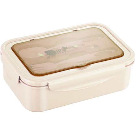 Lunch Box, Bento Box Boite Bento avec Fourchette1300ml Sécurité Anti-Fuite Écologique Hermétique Boîte à Repas pour Le Pique-Nique, l'école, Le Travail, Kaki