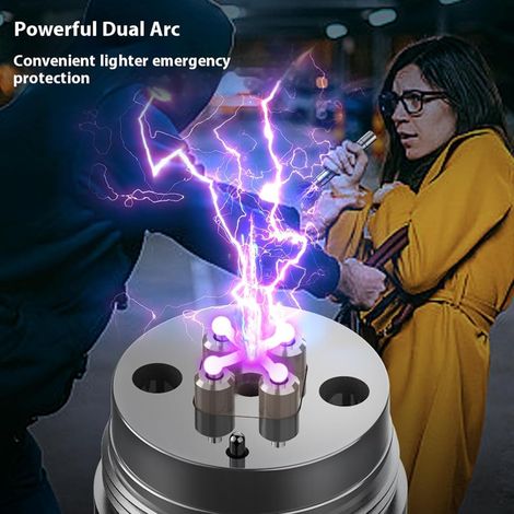 Lampe Torche De Défense Rechargeable Avec Alarme Et Arcs électriques - 300 Lumens, Zoom, 3 Modes, Pour Votre Sécurité En Rando
