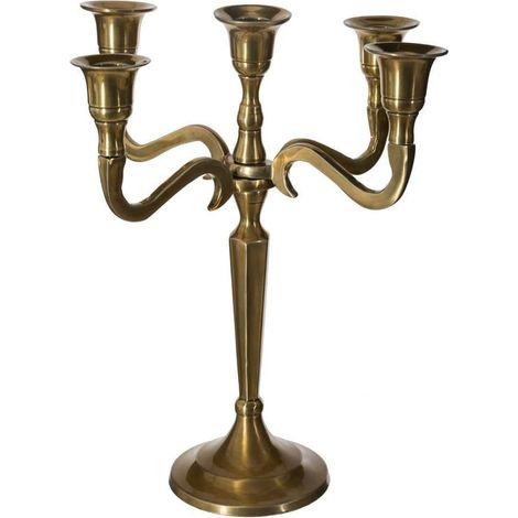 1 Bougeoir 5 têtes, Métal doré, Aluminium et Fer, H27 cm, Décoration intérieure