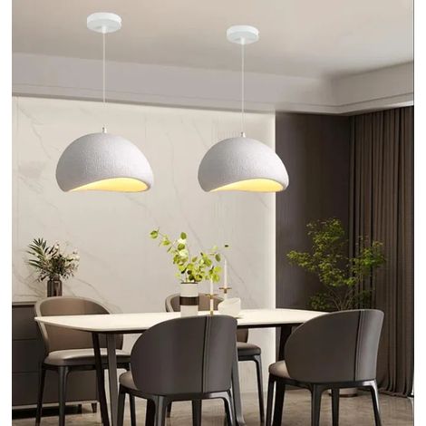 2pcs Moderne Suspension Luminaire Industriel Ciment 30cm Créatif Lustre Plafonnier Design Edison pour Salon Chambre,Blanc (1/5)