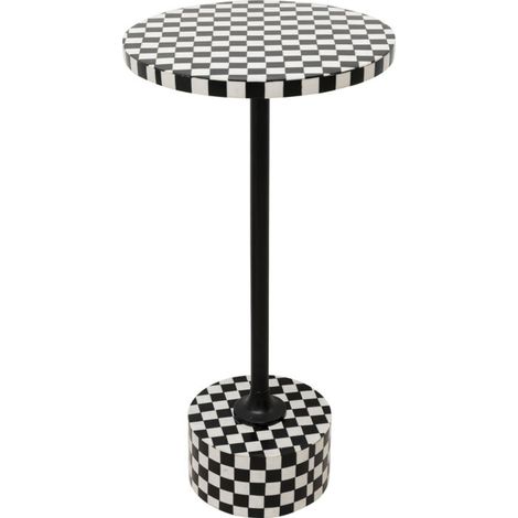 Kare Design tavolino da caffè Domero Chess, nero/bianco, diametro 25cm, tavolino soggiorno/divano, piccoli spazi, design scacchi, stanza da letto, sala da pranzo, corridoio, 50x25x25cm (A/L/P) (1/5)