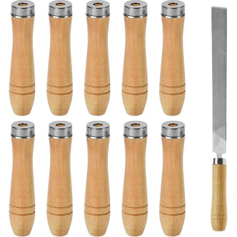 Manche en Bois pour Lime - 10 Pièces Poignées 4mm, Collier Métal - Accessoire de Rechange pour Râpes et Ciseaux (1/5)