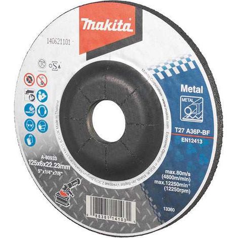 Disco da smerigliatura a mozzo ribassato Makita A-80933 125 mm 6 mm A36P 22,23 mm T27
