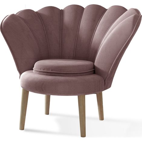 Fauteuil coquillage velours rose Skidra (1/5)