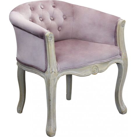 Poltrona Coreen in Velluto Rosa 61x61x71 h cm in Legno Rosa (1/5)