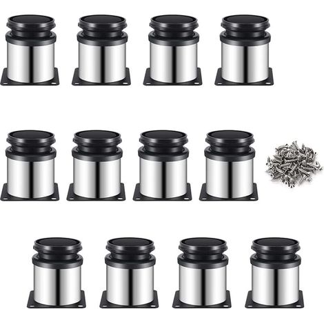 Runde Möbelfüße aus Edelstahl, verstellbar von 0 bis 15 mm, 12er-Set, praktisches und elegantes Design (1/5)