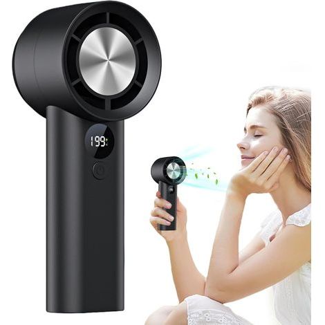 Ventilateur portable – Ventilateur portable compact rechargeable par USB Affichage numérique pour temps chaud pour jeunes, adolescents, filles, femmes, garçons (1/5)