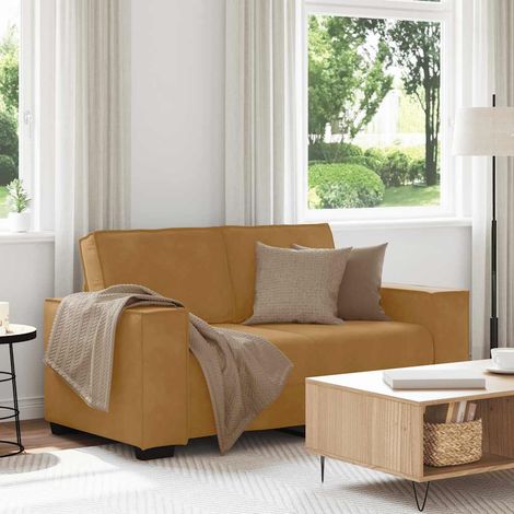 Canapé 2 places en velours marron avec accoudoirs larges 160 x 78 x 84 cm - PANGIVO (1/5)