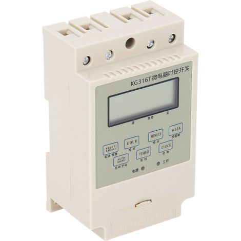 Minuterie numérique programmable avec microprocesseur, commande par relais électronique, montage sur rail, transformateur (25 A) inclus, beige (1/5)