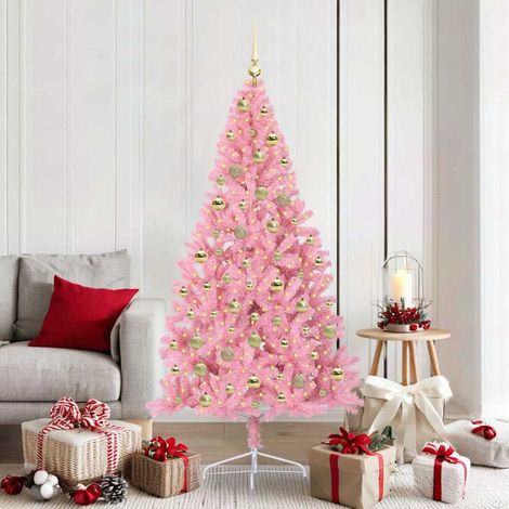 vidaXL Árbol de Navidad Artificial Preiluminado Rosa 180 cm PVC (1/5)