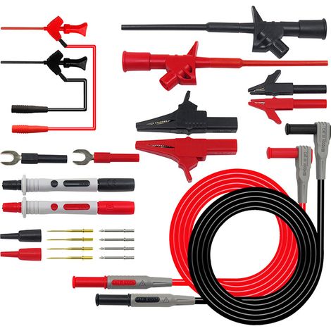 Multimeter Messleitungen Set Proster Multimeter Kabel mit 8 Stücke Sonden Krokodilklemmen Spaten Stecker Bananenstecker für Multimeter Strommesszange