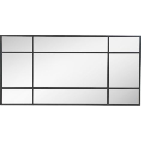Miroir mural métal noir design industriel prêt à suspendre - noir effet verrière atelier (1/3)