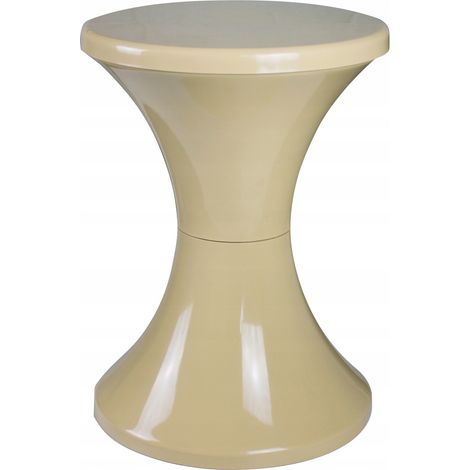 Tabouret en plastique sablier beige – Hauteur 42 cm – Diamètre 30,5 cm – Léger et portable – Pour intérieur et extérieur (1/4)