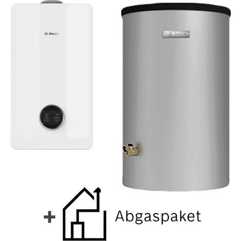 Bosch Gas-Brennwert-Plus-Paket Condens Bopa PL GC58-011, 5800i W, 24kW, Speicher W 160-5 P1 A 160L, Abgaspaket C33x, Schwarz (1/2)