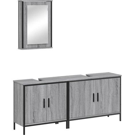 Maison Exclusive - 3-tlg. Badmöbel-Set Grau Sonoma Holzwerkstoff