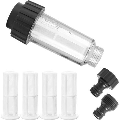1 Filtre Eau 3/4", 4 Inserts, 2 Adaptateurs, ABS PET, Transparent Noir, Kärcher Jardin Camping (1/5)