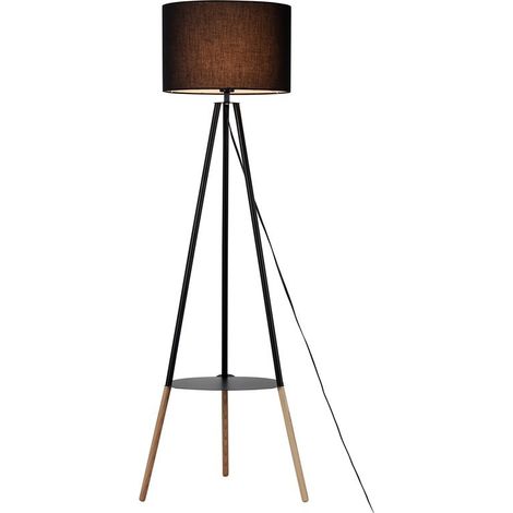 Lampadaire tripode avec table basse "Mandi" - Noir (1/5)