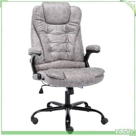 Chaise de bureau - 7291712406133 - gris clair - similicuir daim - dossier haut inclinable (1/5)