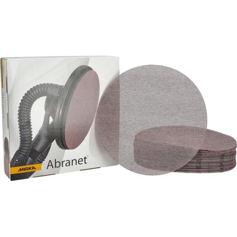 Mirka Abranet Netz-Schleifscheiben Ø 225 mm Klett / Korn P180 / 25 Stk / zum Schleifen von Holz, Spachtel, Lack, Kunststoff / 5422302518