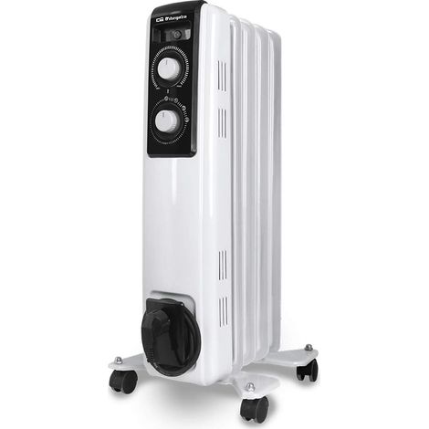 Orbegozo RF 1000, radiatore ad olio, potenza 1000 W, 5 elementi, termostato regolabile, luci LED, 2 livelli di potenza (1/4)