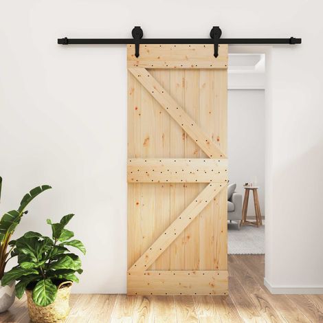 vidaXL Porta scorrevole Naturale e Nero 85 x 210 cm